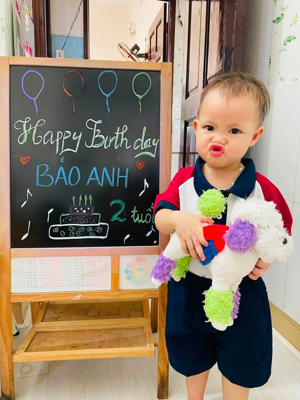 Khoảnh khắc đáng yêu của bé Bảo Anh trước bảng sinh nhật